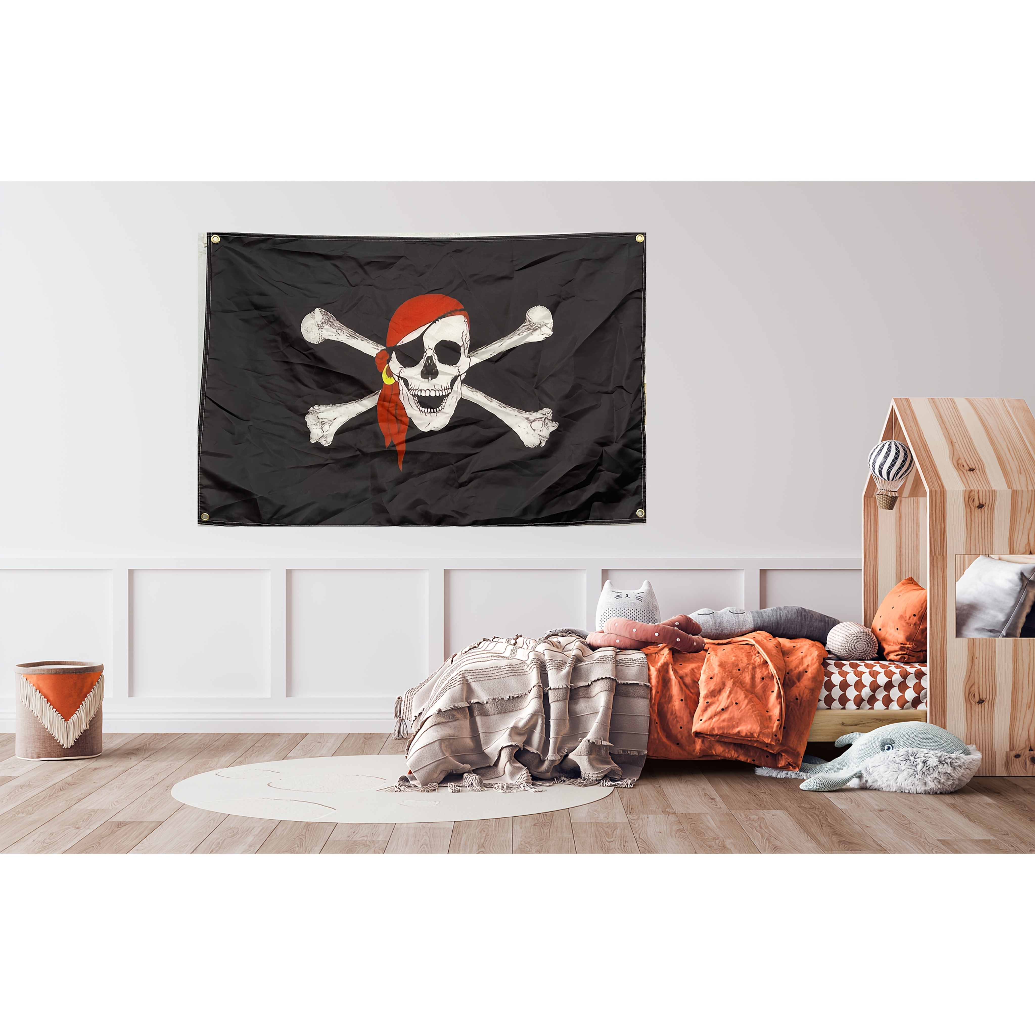 

1pc Pirate Flag 2ft X 3ft - Polyester, Single-sided Print, Ideal For Outdoor, Wall, Party, Parade & Event Decorations, Flagpole Not Included, Party Decoration| Contrast|