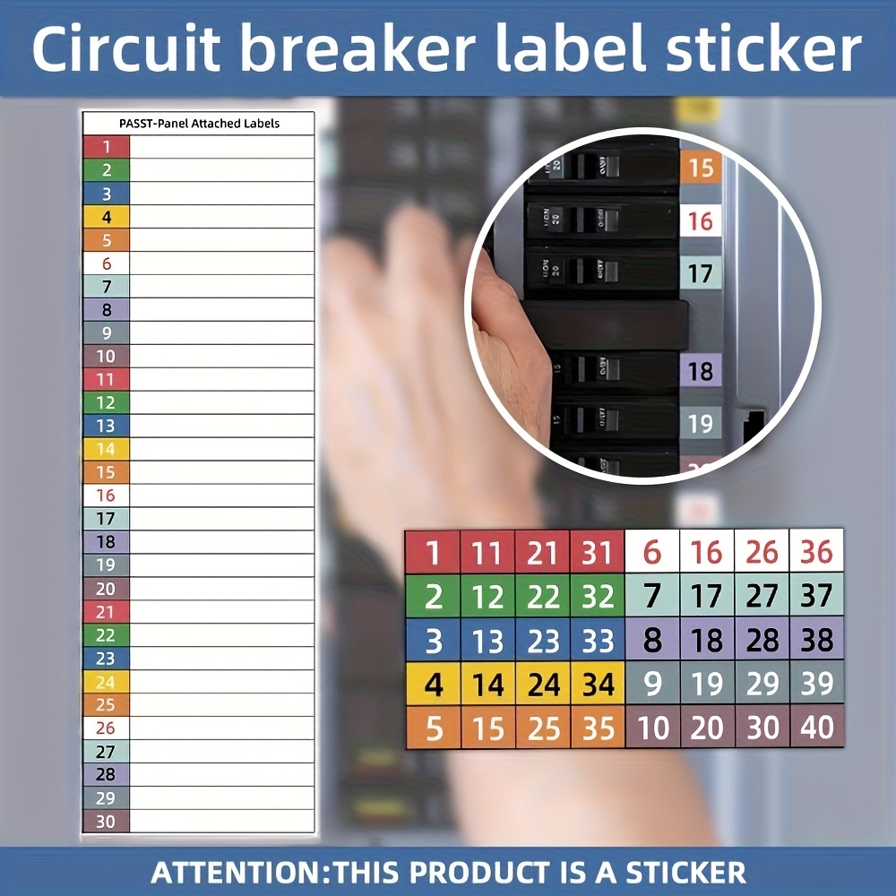 Circuit Breaker Label Set, Including Marking Panels (1, N, T, R, S) - Hand-written Style Electrical Panel Stickers, Suitable For Distribution Boxes