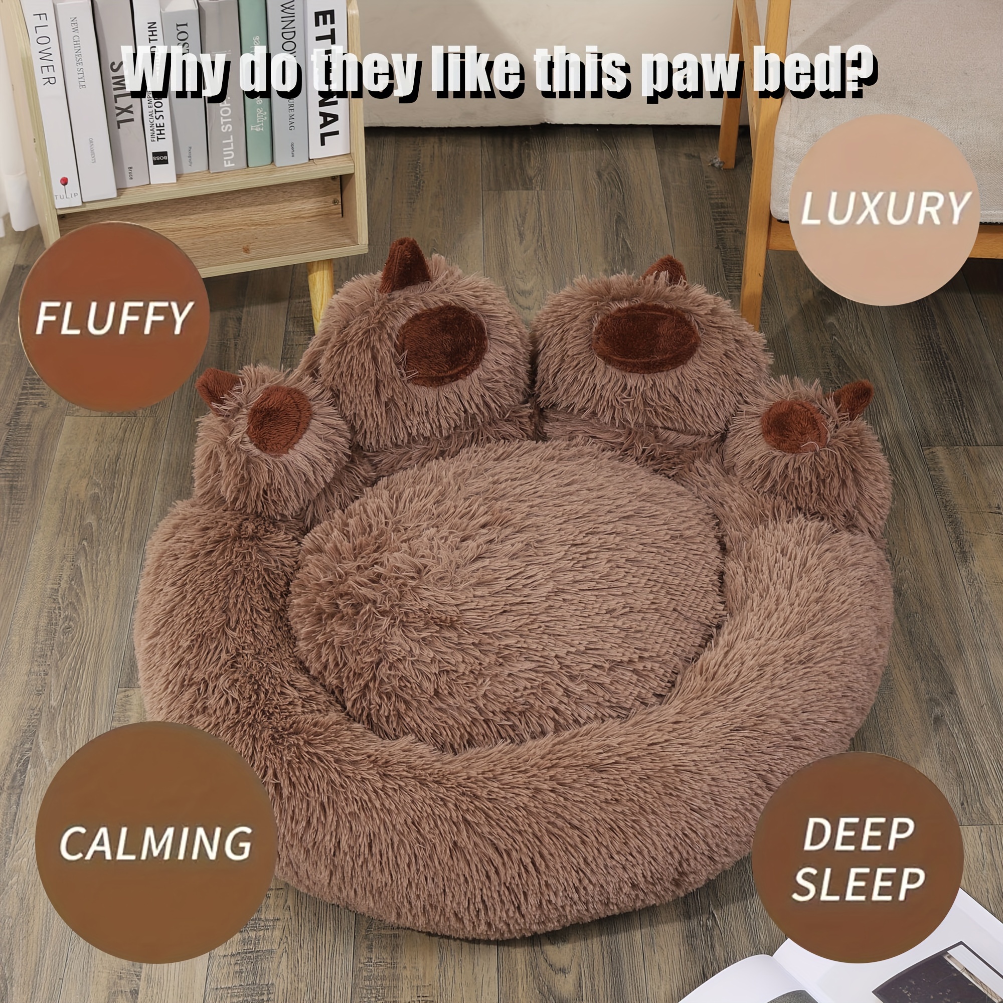 

1pc Cozy Fuzzy Bed, Cartoon Pattern Polyester Pet Sleeping Mat For Small To Large , Winter , Filled, Bottom, Suitable For All Breeds, Easy - Home Pet Essential