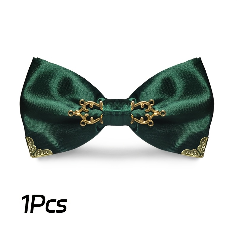Image of 1pc , Elegant, And Stylish No-tie Adjustable Men's Bow Tie With Golden Accents - Polyester Material, Perfect For Groomsmen And Formal Occasions, An Ideal Gift
