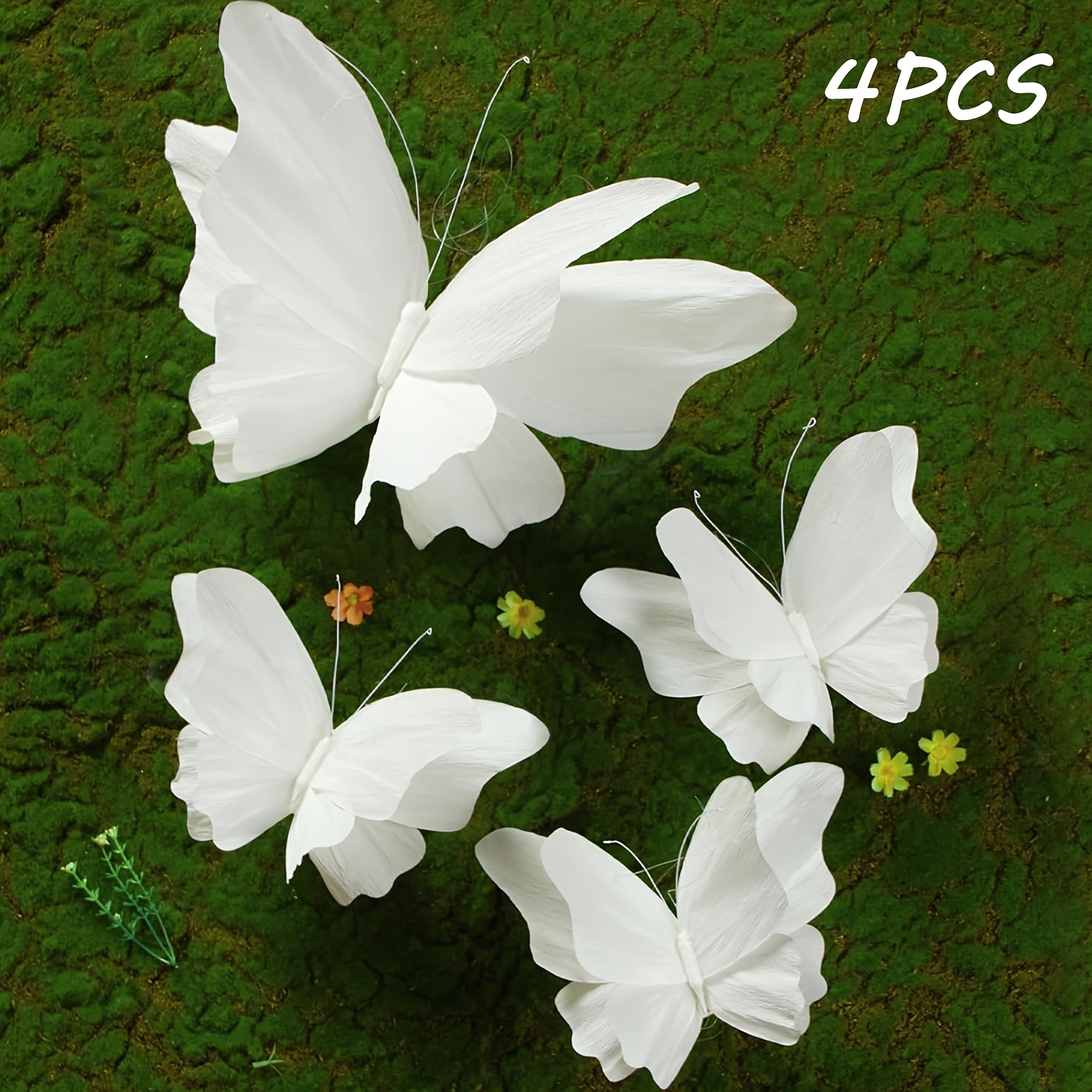 E-shop 4er-Set große Schmetterlings-Partydekoration, 3D-Schmetterlinge aus weißem Papier für Hochzeitsdeko, hängende Schmetterlings-Papierblumen für