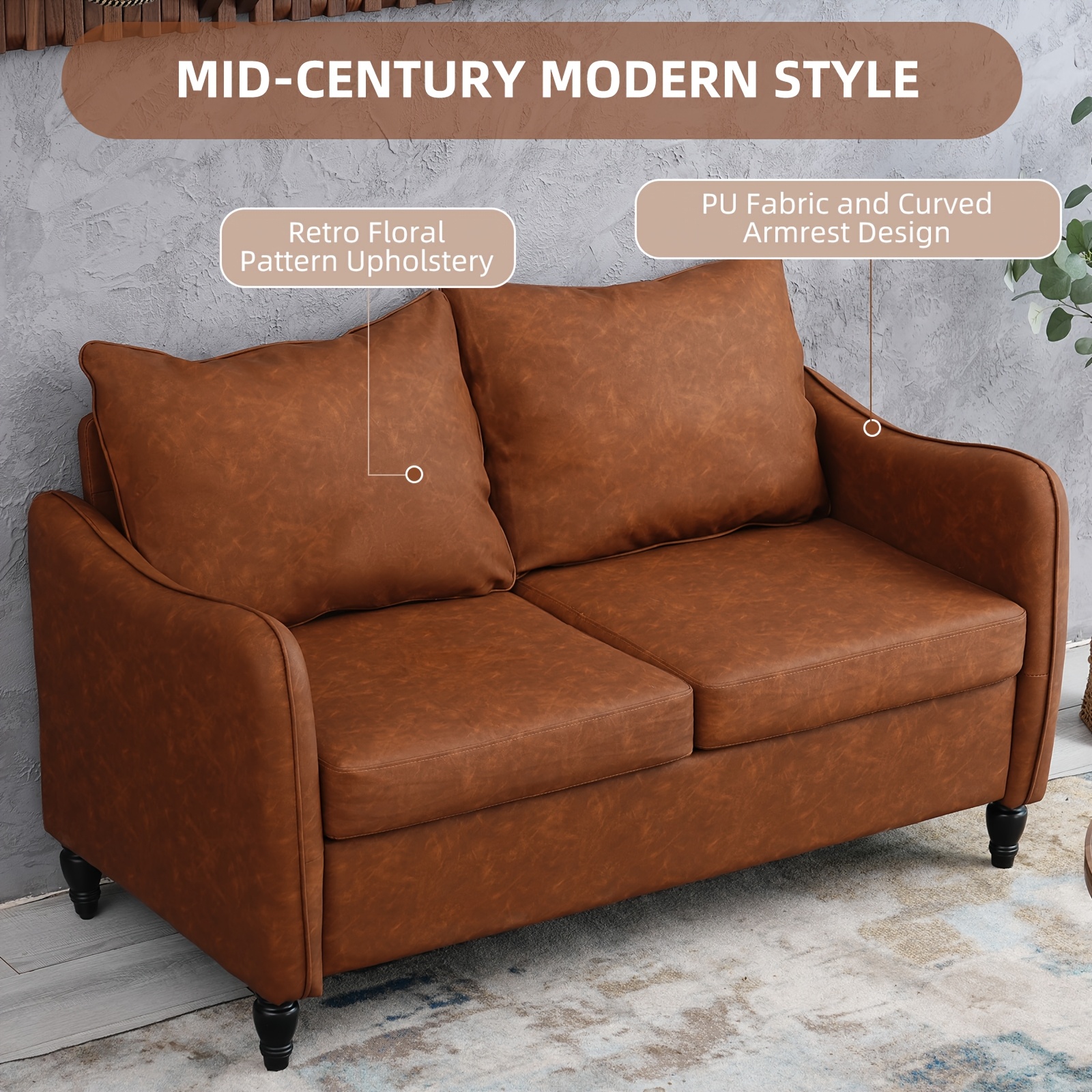 53 small loveseat sofa   century   seat sofa couch with pu leather 2 seat small couches for small spaces small settee comfy upholstered sofa for living room bedroom dorm office and apartment