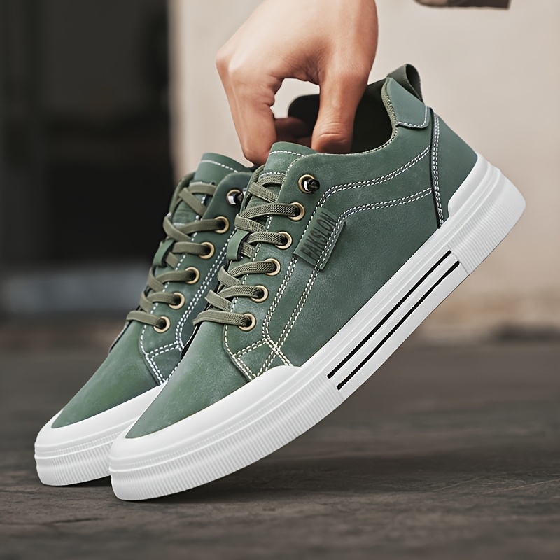 Men'S Casual Sneakers - Spring 2025 Fashion, Versatile Low-Top Lace-Up Shoes with Elastic Round Toe, Faux Upper & PVC Sole for Casual Attire, Work, and Street Style, Allseason Shoes | Modern Casual Shoes | Durable PVC Sole, Skate Shoe
