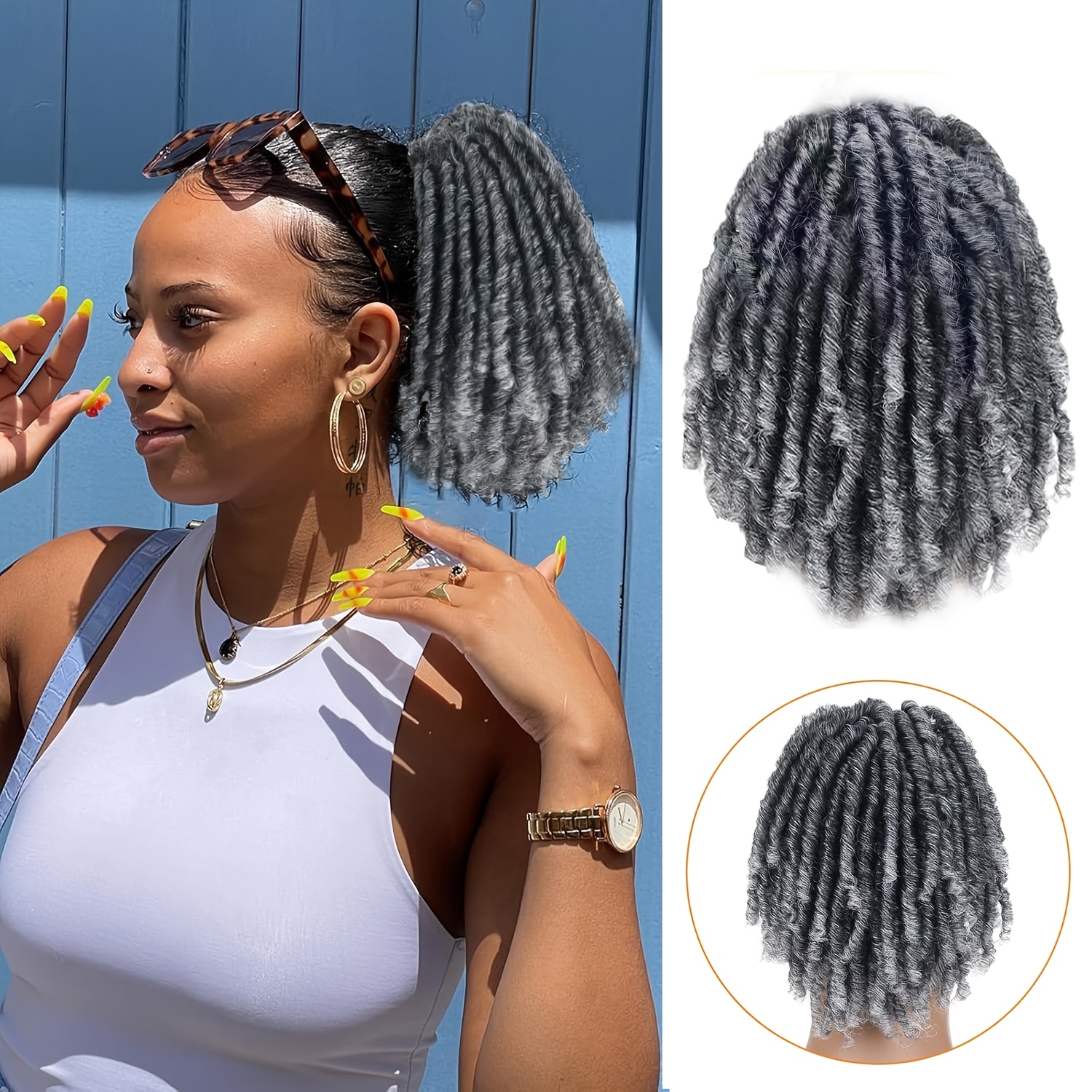 TEMU Synthetische Krullende Paardenstaart Extension Trekkoord Paardenstaart Afro Kinky Krullend Haar Paardenstaart voor Vrouwen, Geschikt voor Afro