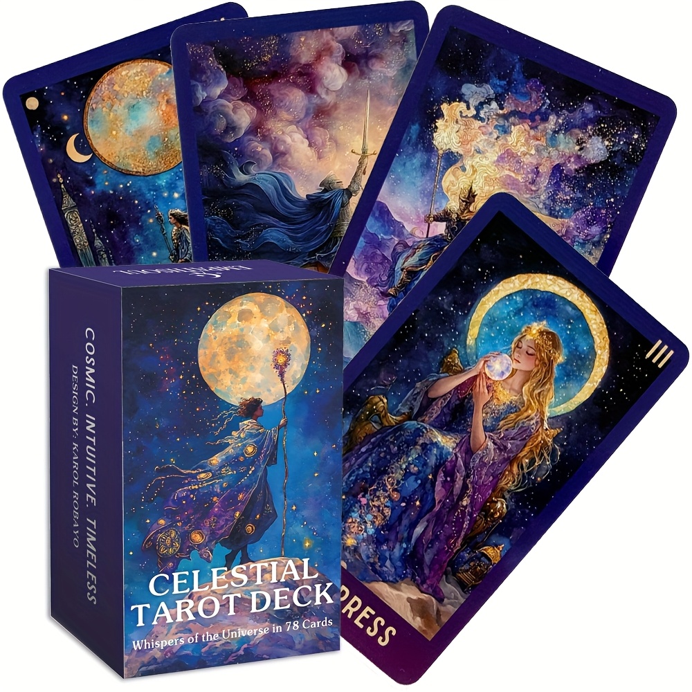 78 card celestial tarot deck with guidebook complete traditional tarot universe wisdom cards suitable for beginners experienced readers english oracle deck with book 78 card   gift for s