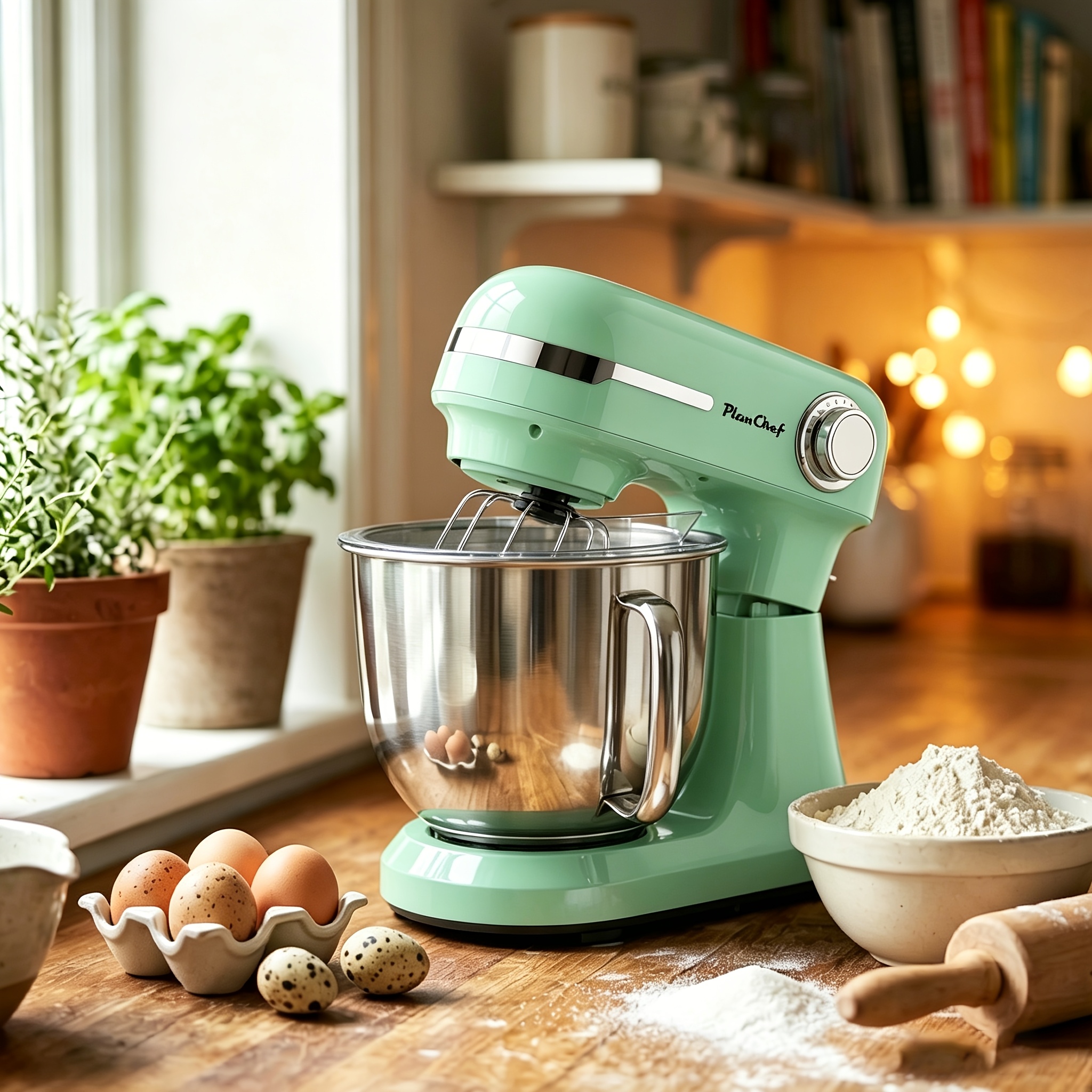 TEMU Plum Chef 350w Stand Mixer, 12-speed Tilt Head Dough Mixer With 5.5qt+4.5qt Stainless Steel Bowls, 3 Attachments & Splash Guard, Dishwasher Safe