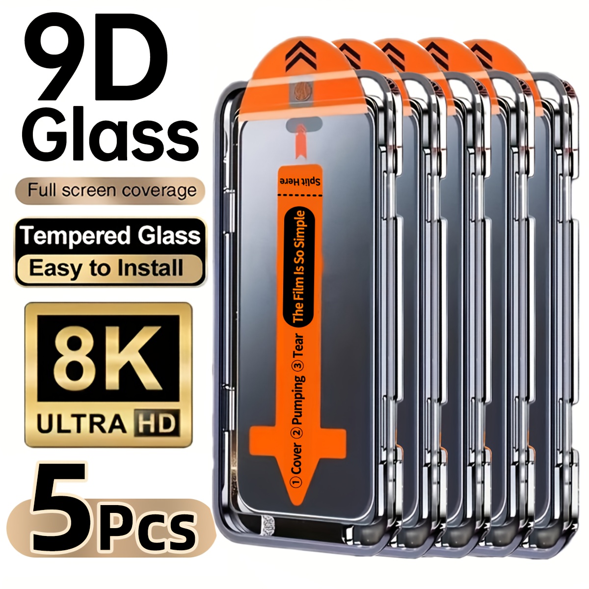 E-shop Set mit 5 hochwertigen Displayschutzfolien aus gehärtetem Glas mit Installationskit, designt für iPhone 17 Pro Max, 17 E, 17 Air, 16 Pro Max, 16