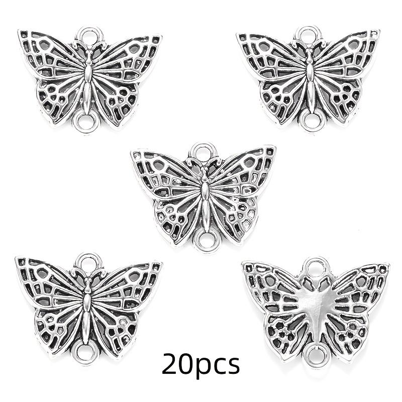 TEMU 20pcs Hollow Connector Charms, Vintage Silvery Pendant - For Making Bracelet Necklace Earrings Perfect Accessories 20x16mm