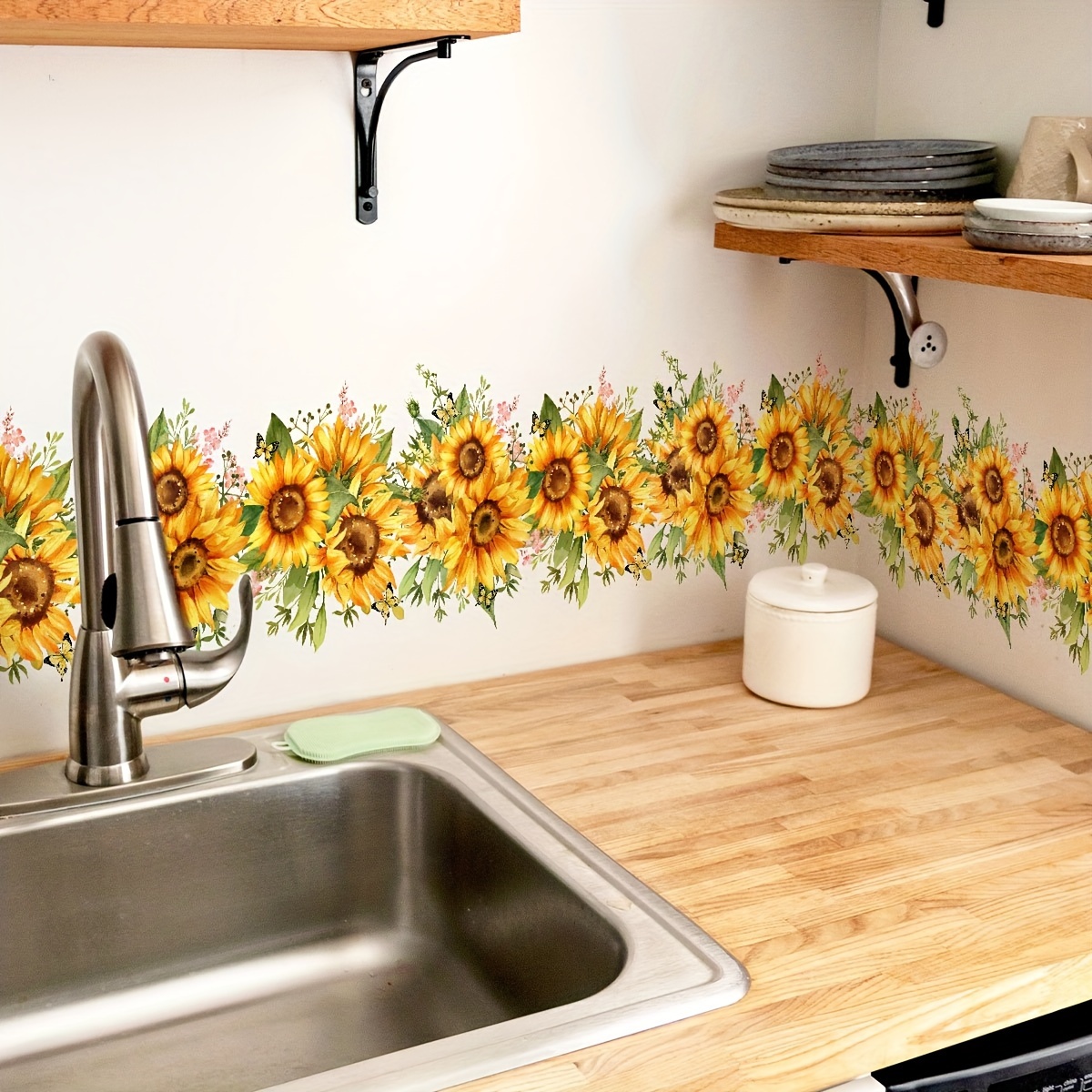 

Sunflower Wall Decal - Self-adhesive, Removable Pvc Sticker For Bedroom & Living Room Decor