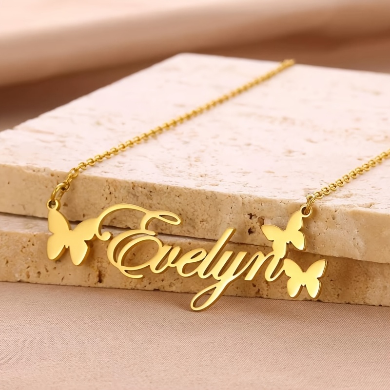 TEMU 1 Custom 304l Stainless Steel Name Necklace, Handwritten Font Customized Name, Personalized Name Necklace For Women, Mother's Day, Graduation