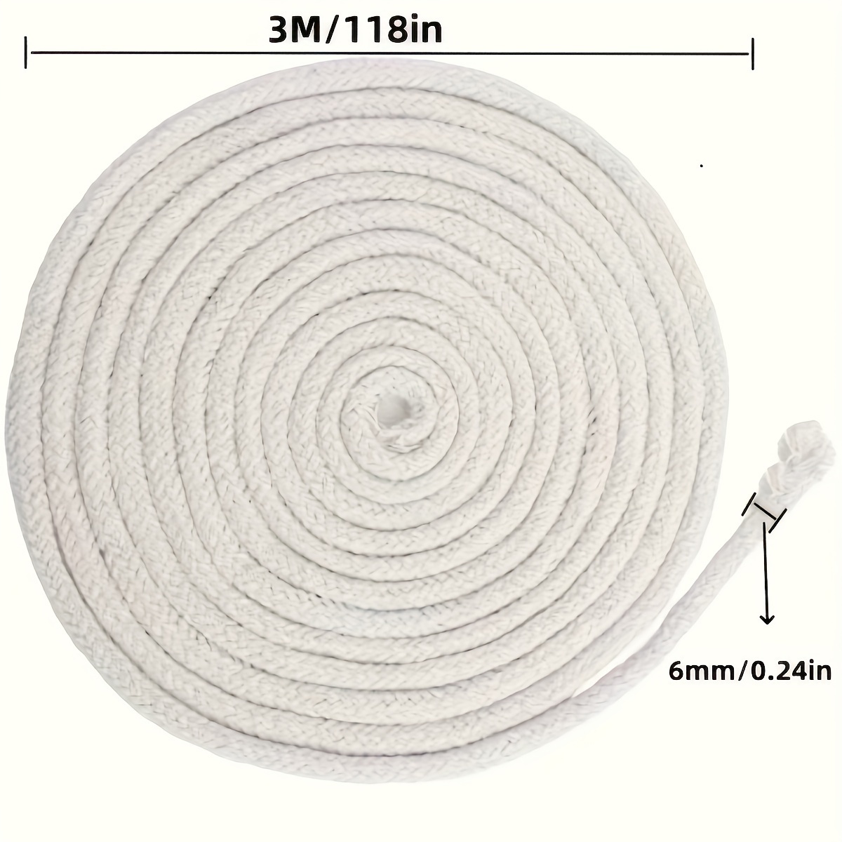 6mm Thick Cotton Wick For Oil Lamps And Homemade Candles - /118in Long Replacement Wicks & Trimmers - Pure Cotton Lamp Accessories