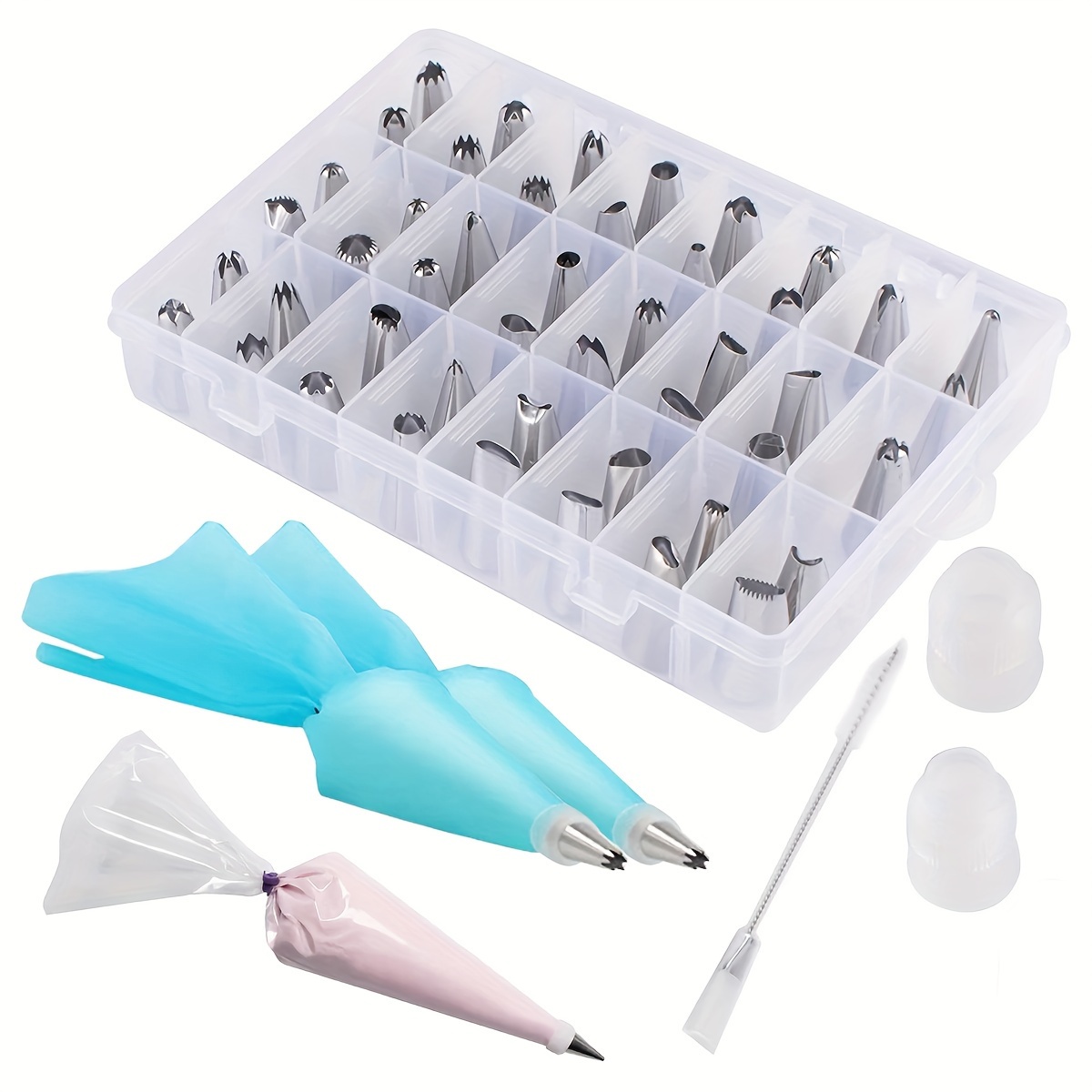 

63pcs Piping Bag And Tips Set Stainless Steel Cake Decorating Supplies Kit With Cleaning Brush Pastry Bag Icing Bag And Coupler Premium Cupcake Cookie Baking Tool For Kitchen Cake Decorating Kit