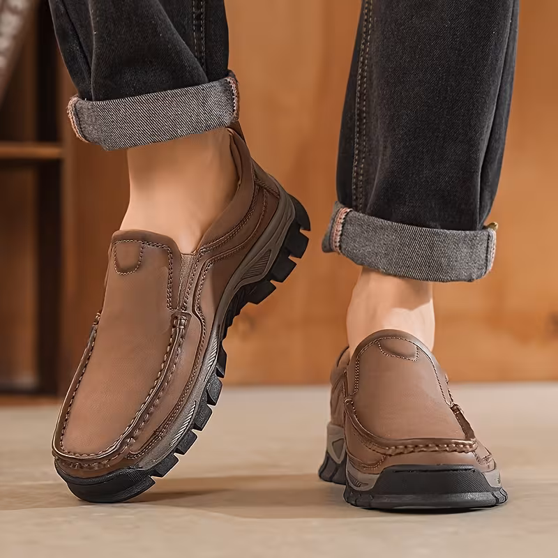 mens handmade loafers slip on boat shoes with round toe casual formal wear solid color driving moccasins year round suitable for office semi formal everyday use 0