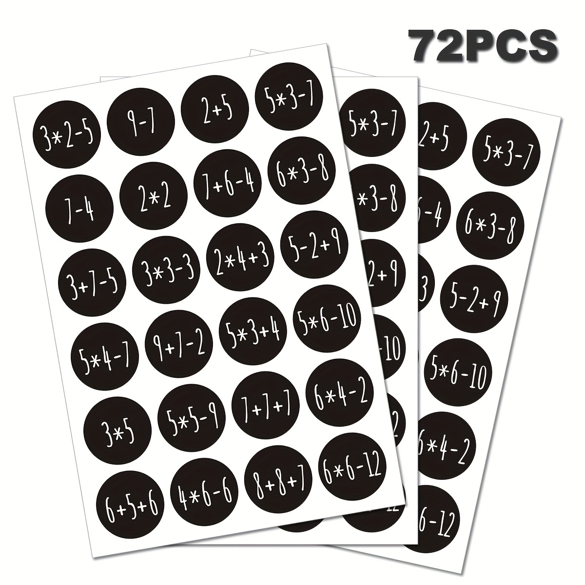 72pcs Advent Calendar Number Stickers - Countdown Task Number Labels For Christmas Calendar, Suitable For Crafts And Decorations, 1.57 Inch
