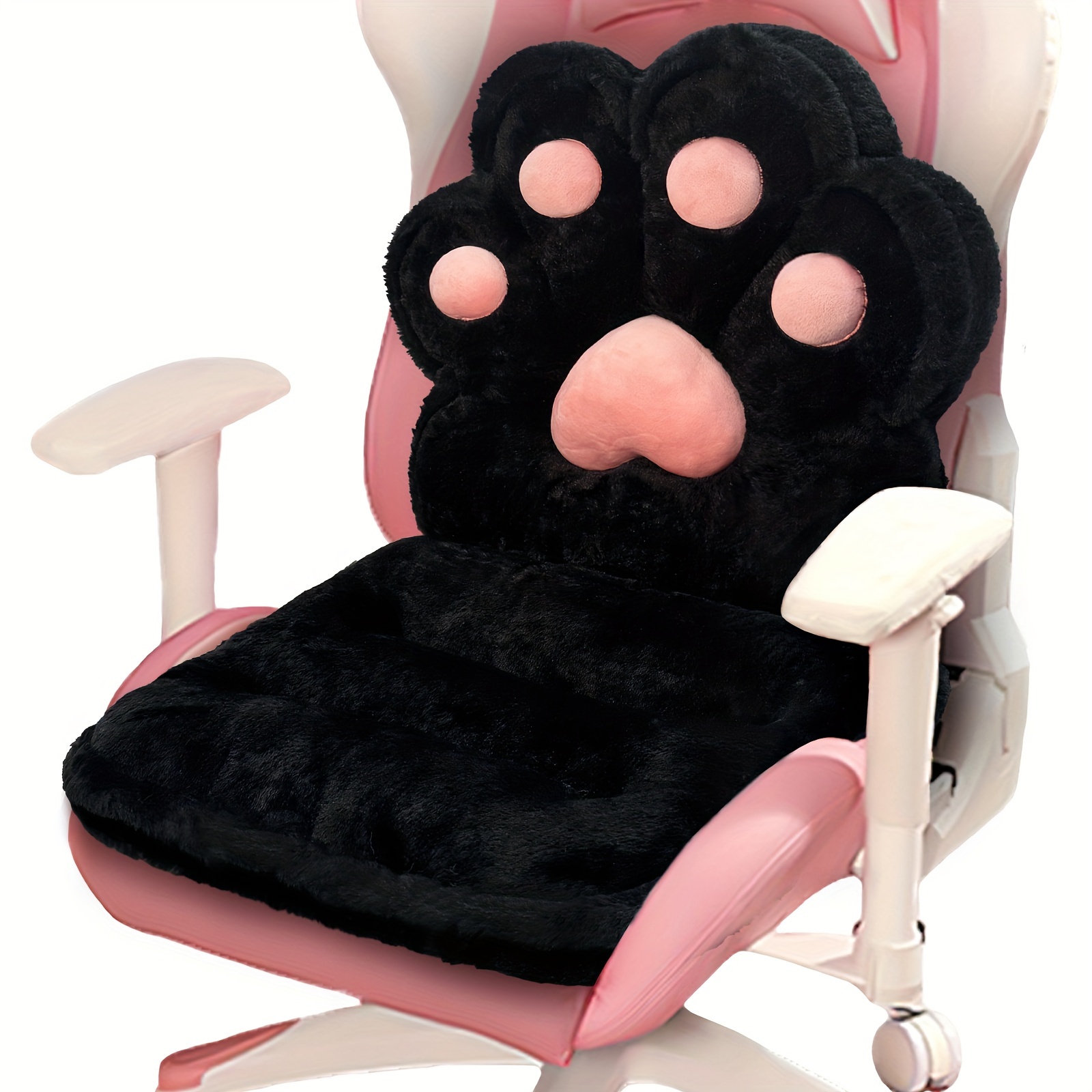 

L-shape Cat Paw Cushion, Soft Chair Pillow Kawaii Chair Cushions, Rabbit Fur Gaming Chair Cushion For Gamer Girl Gifts, Comfy Plush Floor Seat For Room Decor, Office Chair Cushion Cute