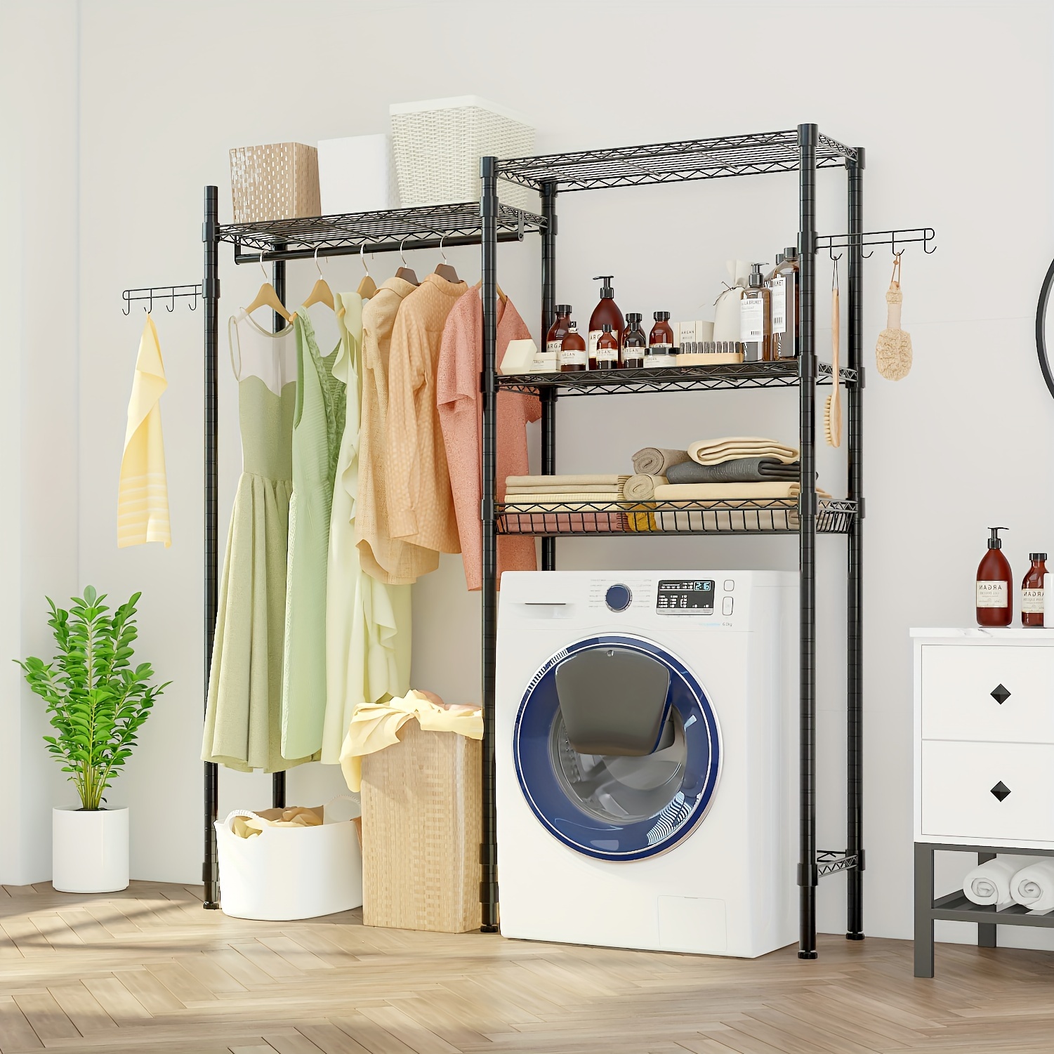 

1pc Washer And Dryer Storage Racks, Closet Organizers, Metal Clothes Racks, Portable Clothes Racks, Home Racks