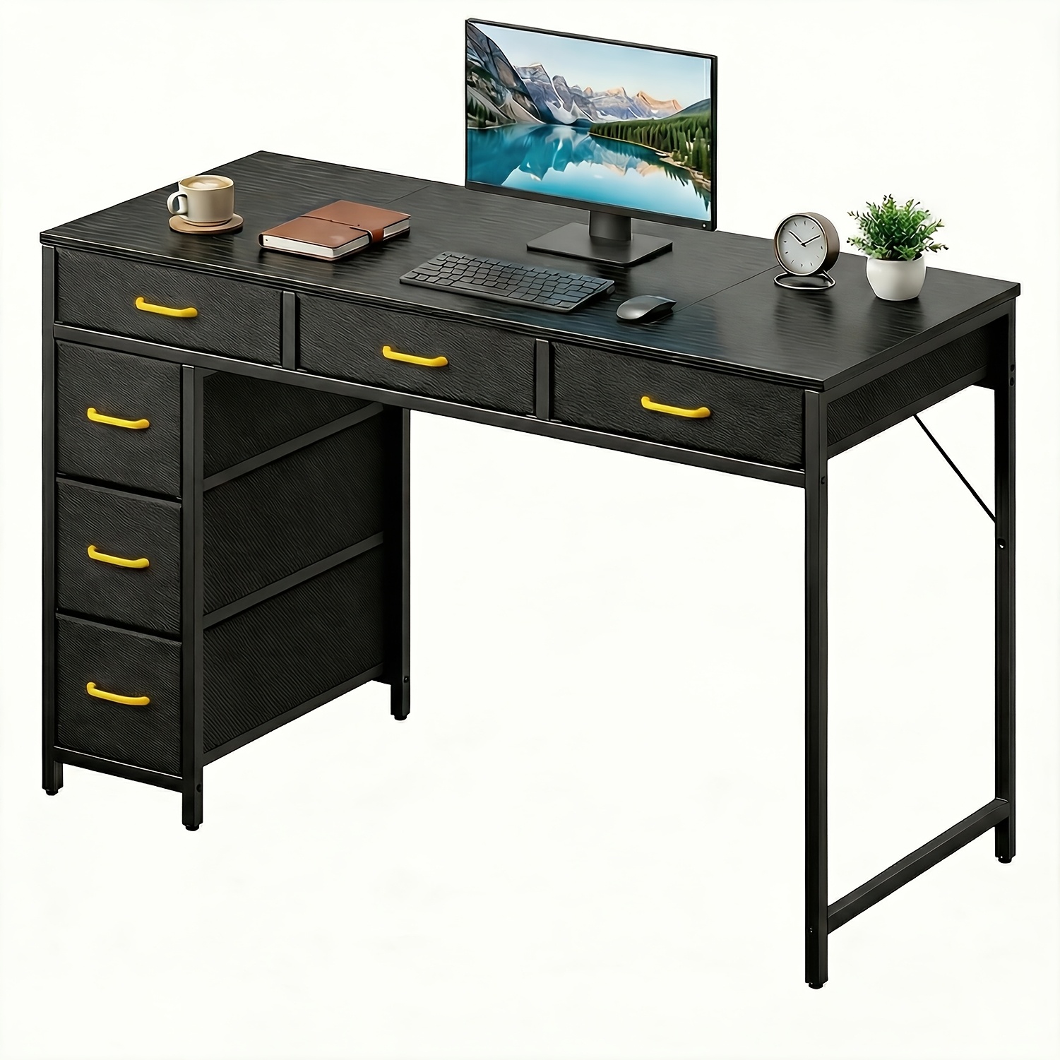 6-drawer Spacious White Computer Desk, Multifunctional Storage Office Desk, Extra-large Desktop Study Desk & Bedroom Gaming Desk, Ideal For Bedrooms, Offices & Dorm Rooms