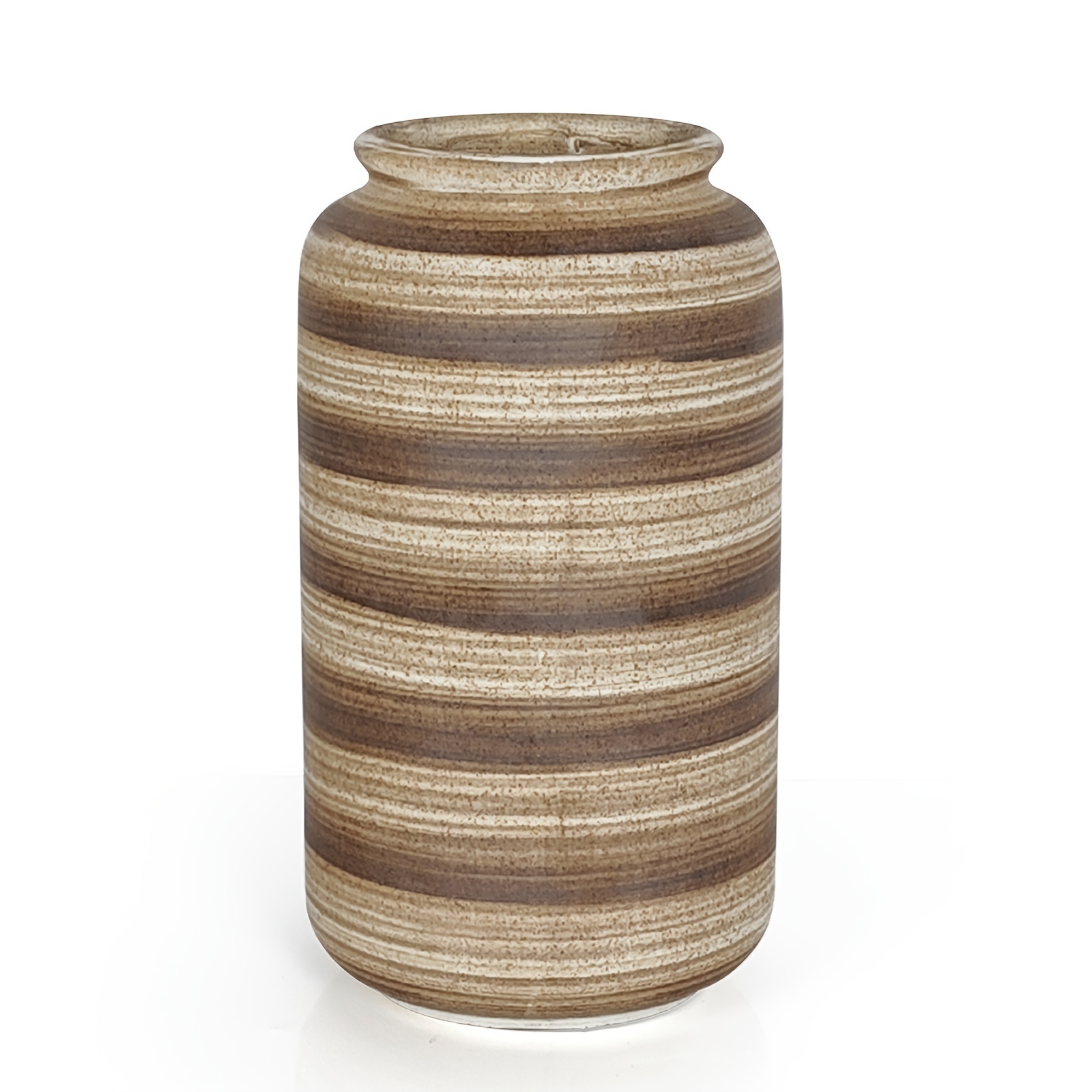 Liffy Bohemian Ceramic Vase, 8-inch Country Farmhouse Vase Modern Pampas Grass Vase Brown Vase For Living Room Decoration, Table, Shelf Decor, Home Decor