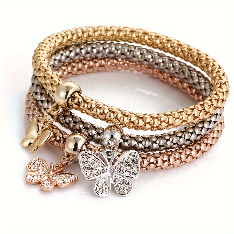Image of A Stylish Set Of Exquisite Three-color Chain Bracelets