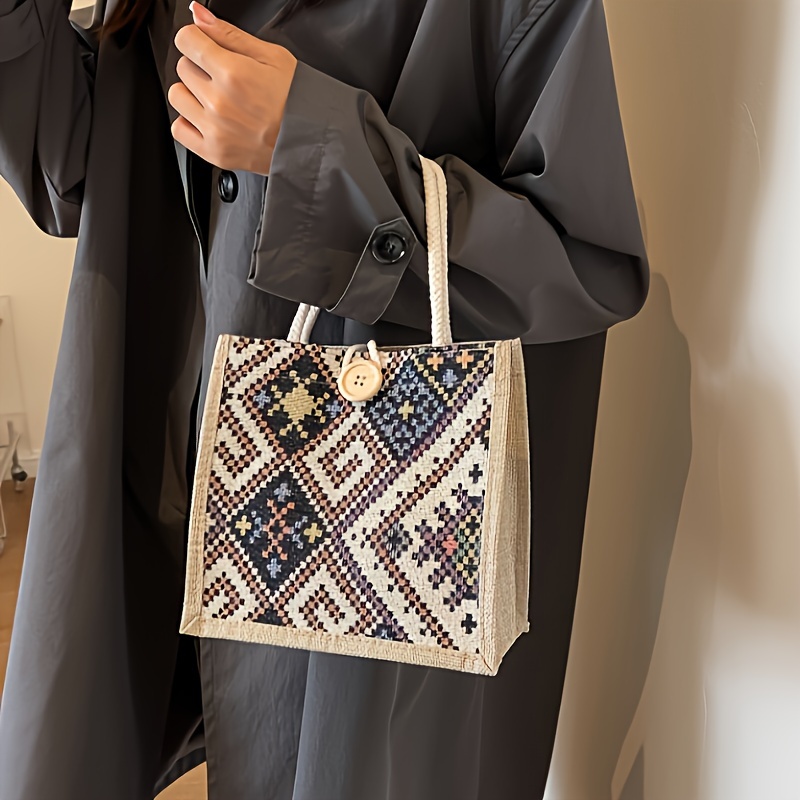 

Bohemian Style Women's Canvas Bag, Summer Fashionable Retro Ethnic Pattern Handbag