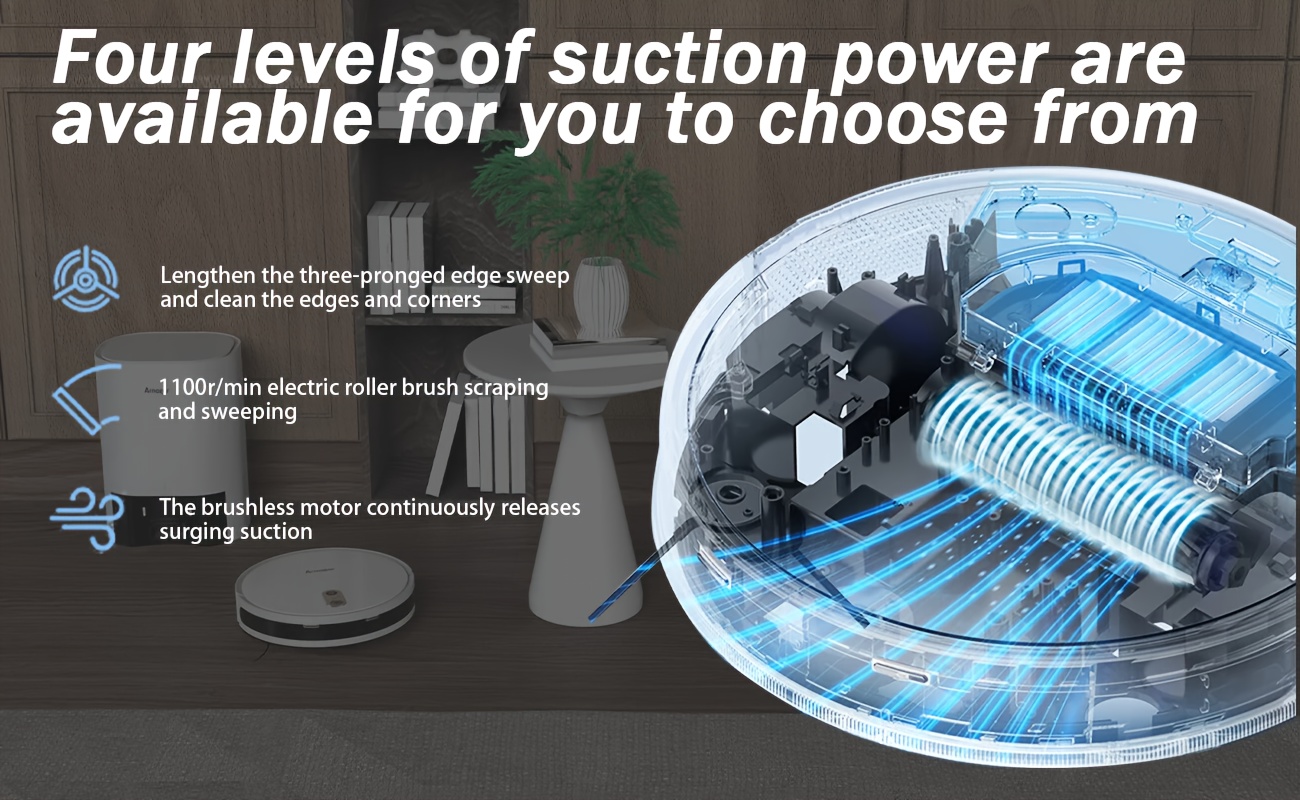 Armagar S10 Robot Vacuum Cleaner with Auto Empty Station-like Dock, 4000Pa Strong Suction, Smart Mapping & Obstacle Avoidance, Self- Mop/Broom Combo, Low Noise, App Control, 2--1 Sweeper and Mop for