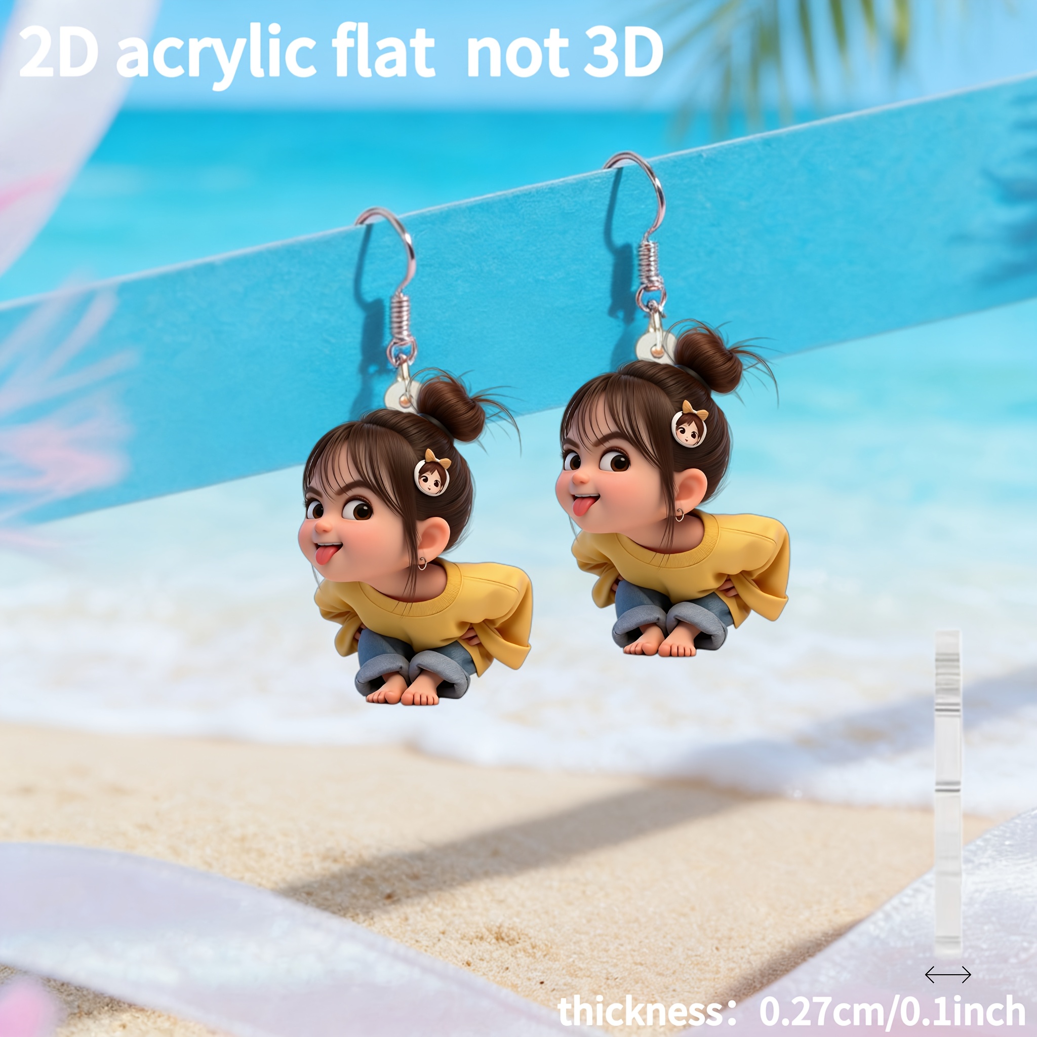 Women's Playful 2D Flat Acrylic Earrings, New Style 2026