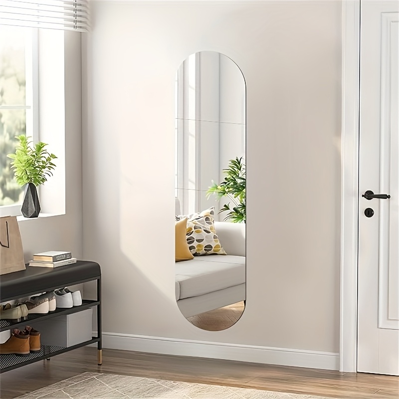 item picture 4pcs acrylic full length   punch   mounted cosmetic   bathroom   household bedroom porch wardrobe   suitable for living room study bathroom and entrance bedroom