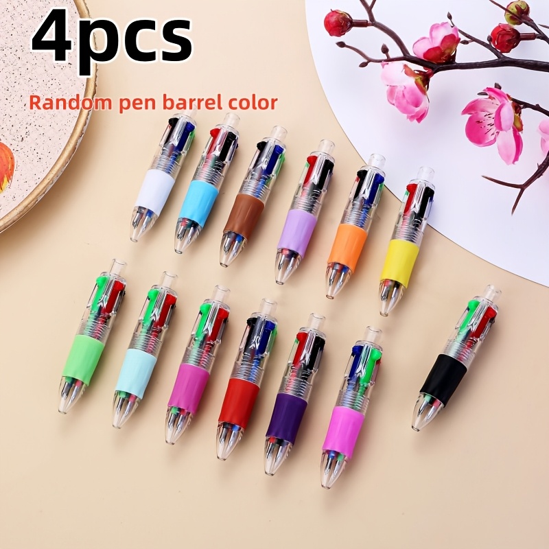 Mini 4-color Push-button Ballpoint Pen, Cute For Students, Ideal For Planners, Stationery, Random Color.