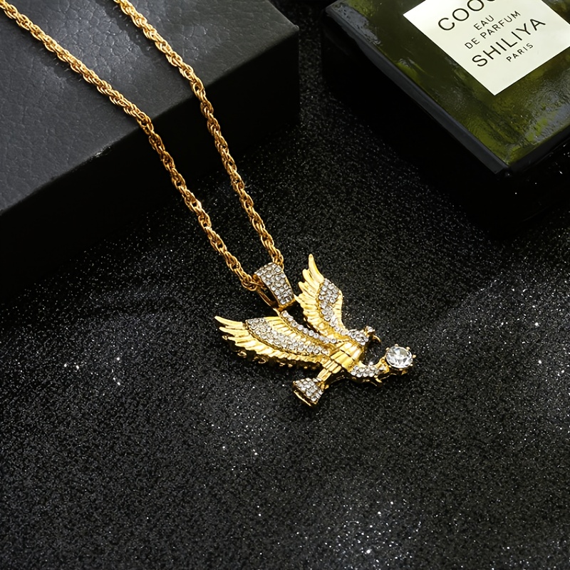 Men's Animal Eagle Pendant Necklace with Synthetic Cubic Zirconia