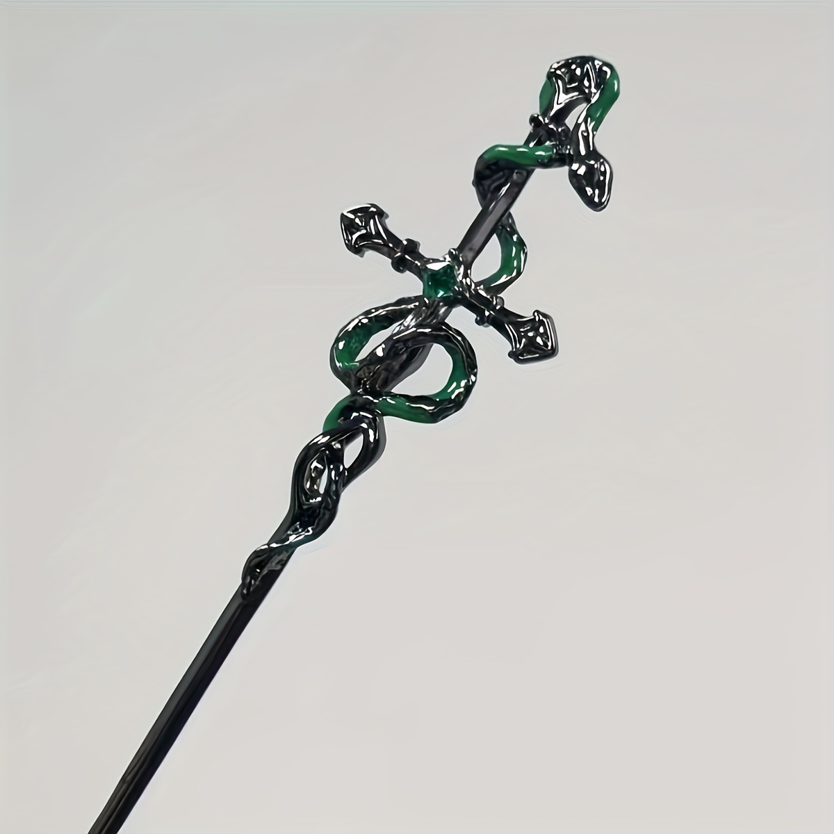 Elegant Snake & Hairpin - Sophisticated Alloy Hair Stick With Green & , Women's High-fashion Accessories, Cute Hair Accessories