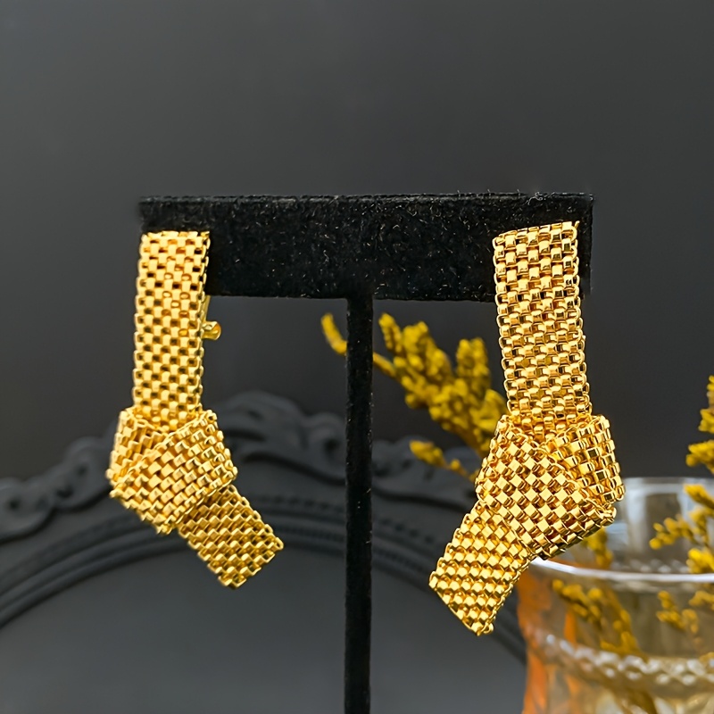 Women's Middle Eastern Woven Mesh 3D Knot Closure Jewelry Set, 3pcs