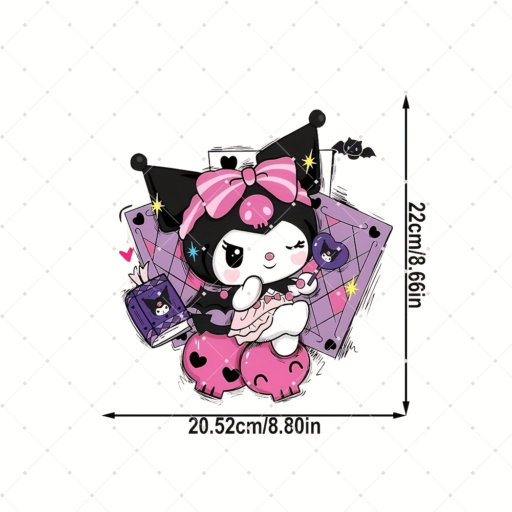 Image of Kuromi Cartoon Iron-on Heat Transfer Sticker For T-shirts, Clothing, Jeans, Canvas Bags, Backpacks, And Pillow Covers. This Washable Decal Is Stylish And Long-lasting (clothes Not Included)