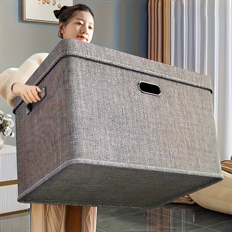 

1pc High Quality Extra-large Size Cotton Linen Storage Baskets Bins With Handheld Clothes Storage Box Fabric Storage Box Toys Clothes Organiser For Closet Home Bedroom Office