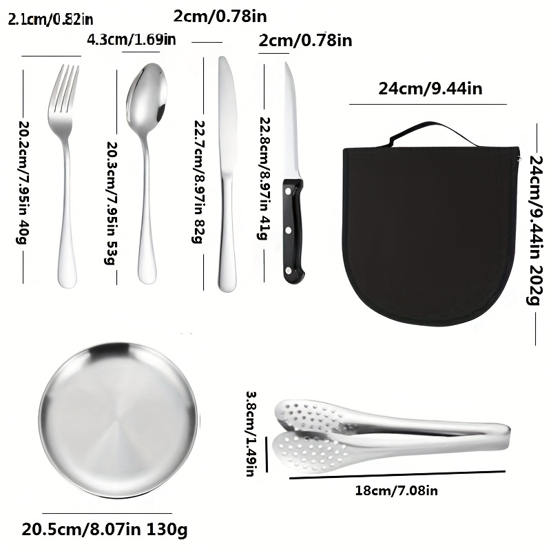 personalized 10pcs stainless steel camping utensil set portable sturdy and lightweight outdoor picnic accessories including plates forks spoons steak knives hiking backpacking camping picnics and travel essentials Product details 2