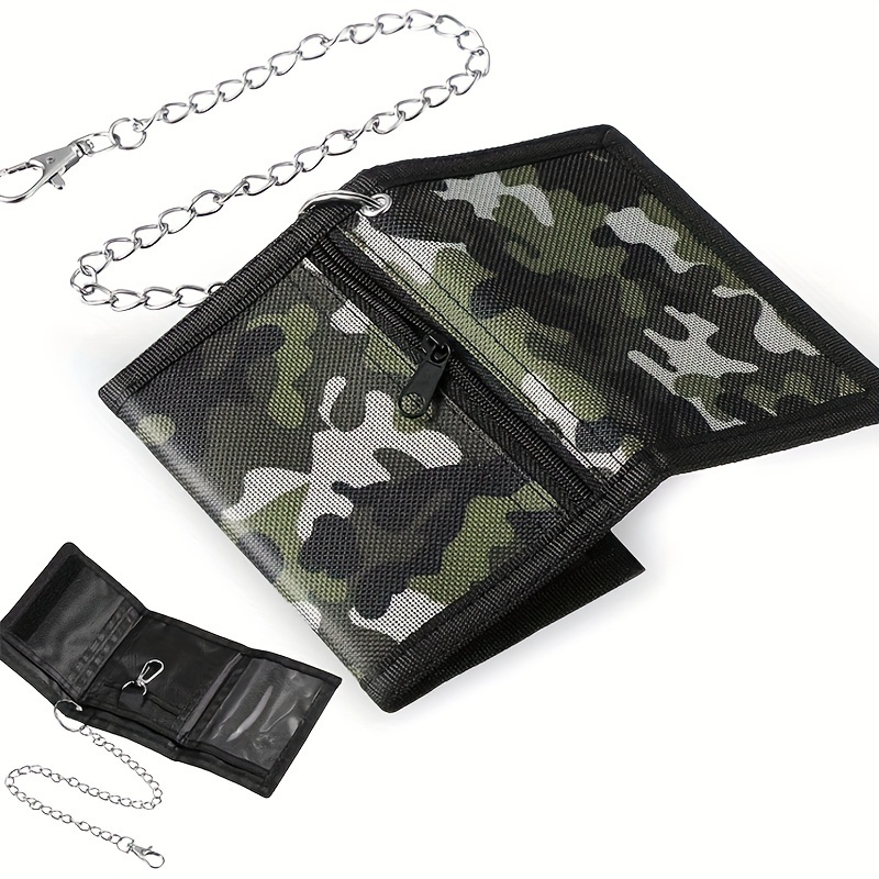 billetera lona verde hombre diseño plegado triple Temu Spain