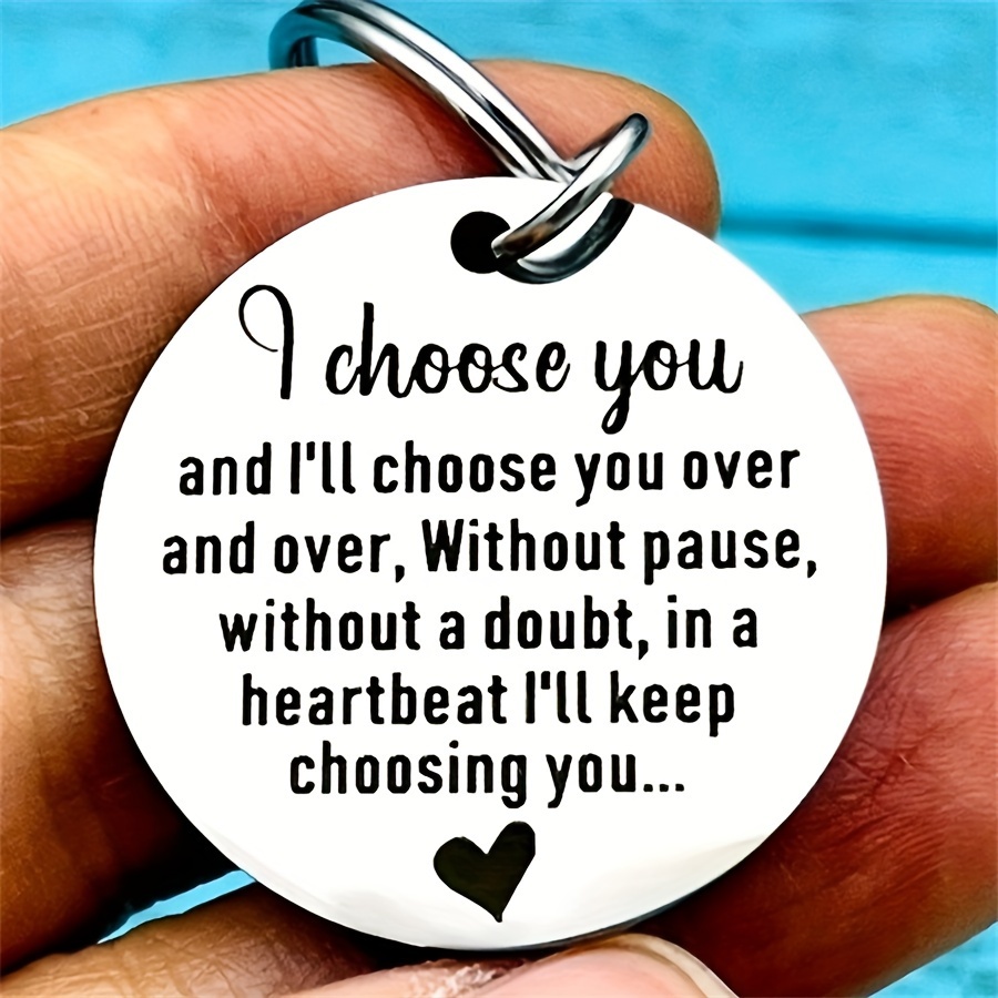 

8pcs Stainless Steel Keychains As Gifts For Friends Or Partners, I Will Always Choose Your Emotional Commemorative Gift