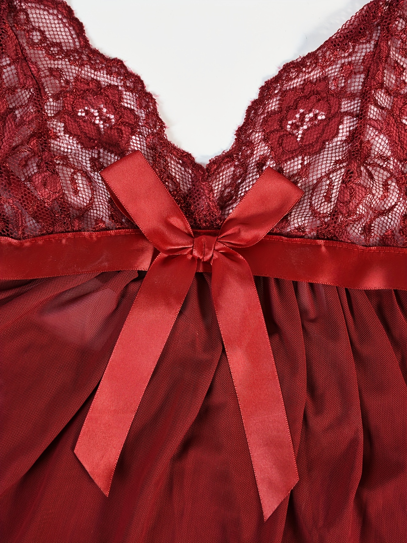 Bow Contrast Lace Cami Dress Calcinha Adulto Semi sheer Mesh - Temu Portugal