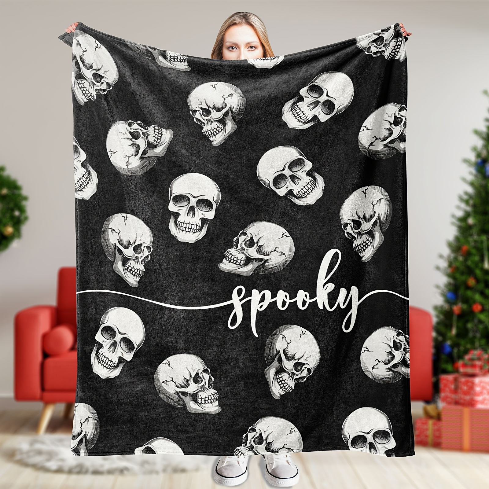 Halloween Spooky Skull Throw order Blanket