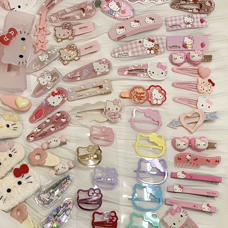 Image of Random 30pcs Kt Hair Clips, Candy-colored Hello Kitty Side Clips, Kt Cat Hair Clips, Hairpins, Hair Clips, Hairstyle Accessories