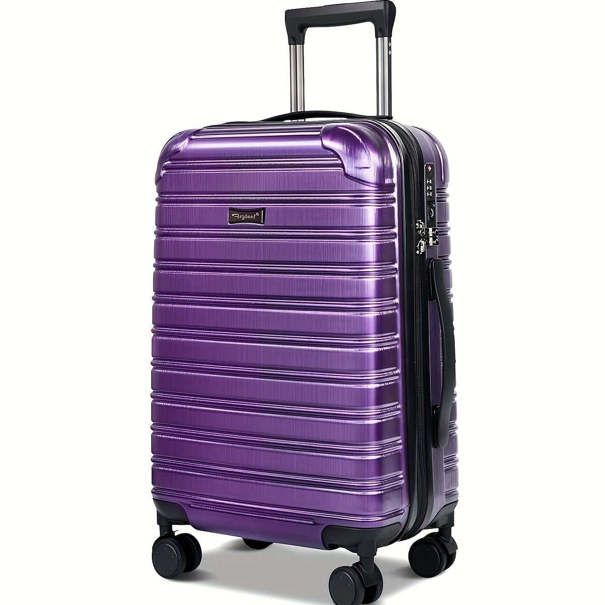 

Striped Abs+pc Luggage Suitcase, Carry On Lightweight Trolley Case With Tsa Lock, Universal Wheel Travel Case 20/24/28inch