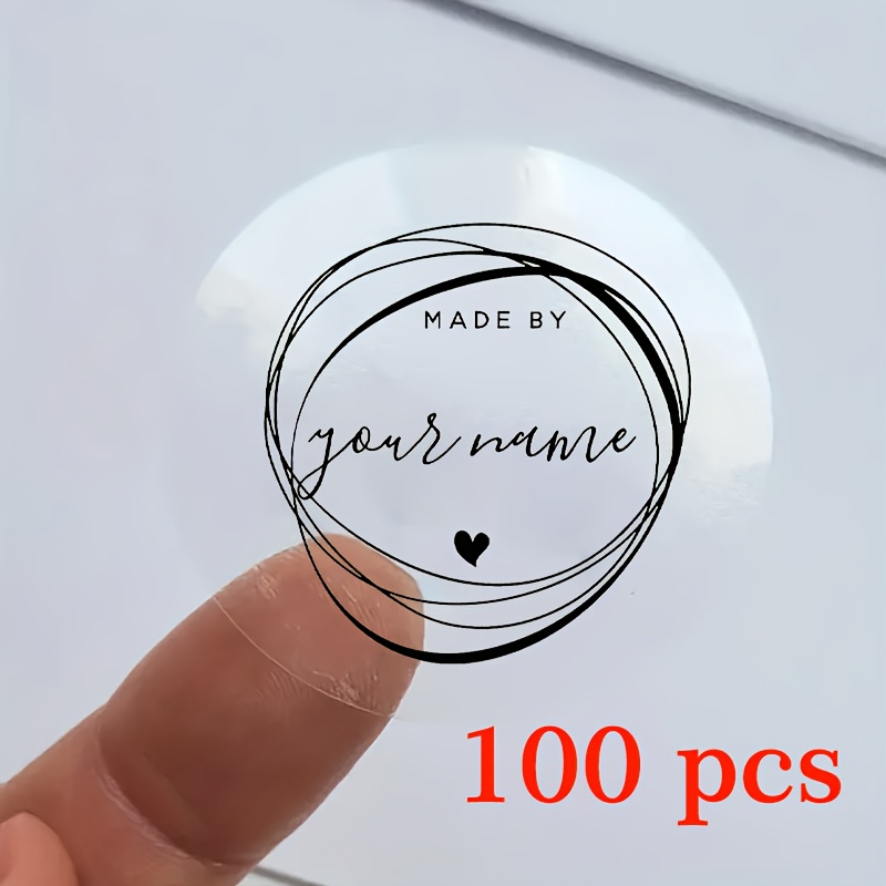 100 Customizable Black Transparent Stickers With Handmade Heart-shaped Design