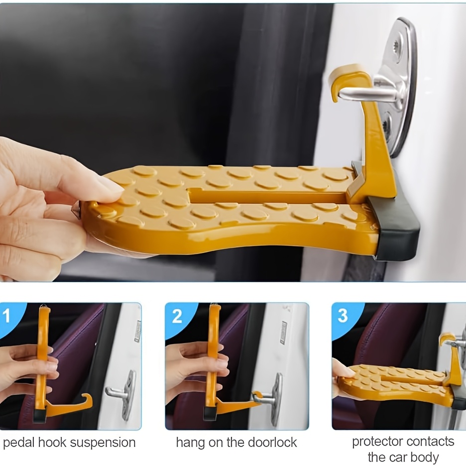 car door step car door step for car roof access folding aluminum alloy car step fits most cars suvs and trucks dark Product details 0