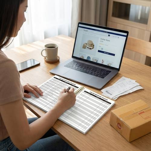 a5 spiral bound online buying organizer delivery logbook with order records package return personal expense book for online shopping management a5 notebook