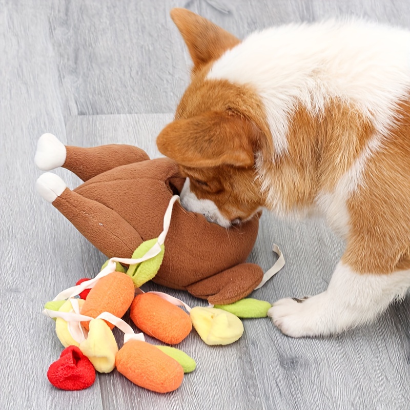 TEMU Pet Dog Plush Toy Peluches Dog Roast Turkey Vegetables Tibetan Food Smell Toy Pet Interactive Training Play Physical Toy Dog Gift Animal Plush Toy Suitable For Small, Medium And Large Dogs
