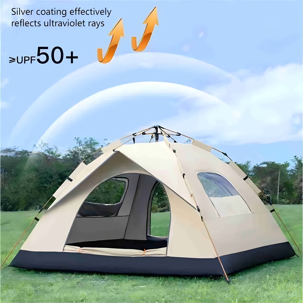 Quick-Deploy 4-Person Tent - Waterproof & UV Protection, Perfect for Camping, Fishing, Hiking & Hunting