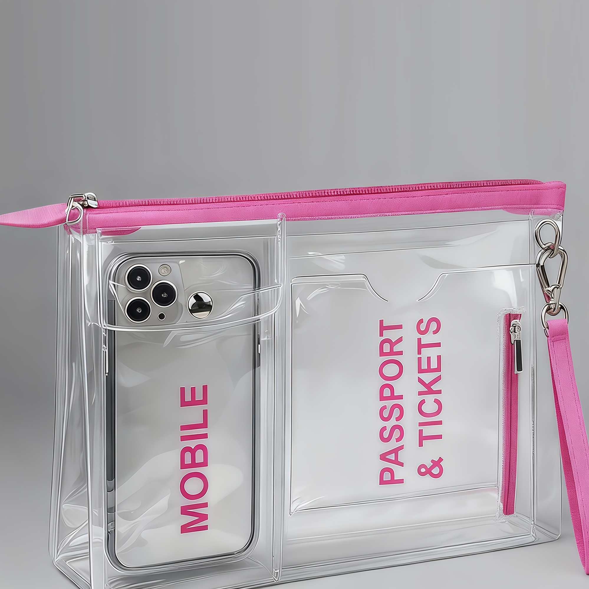 TEMU Tsa Approved Clear Travel Document Organizer & Mobile Pouch - Transparent Passport Holder With Options, Plastic Suitable For Airport Security,
