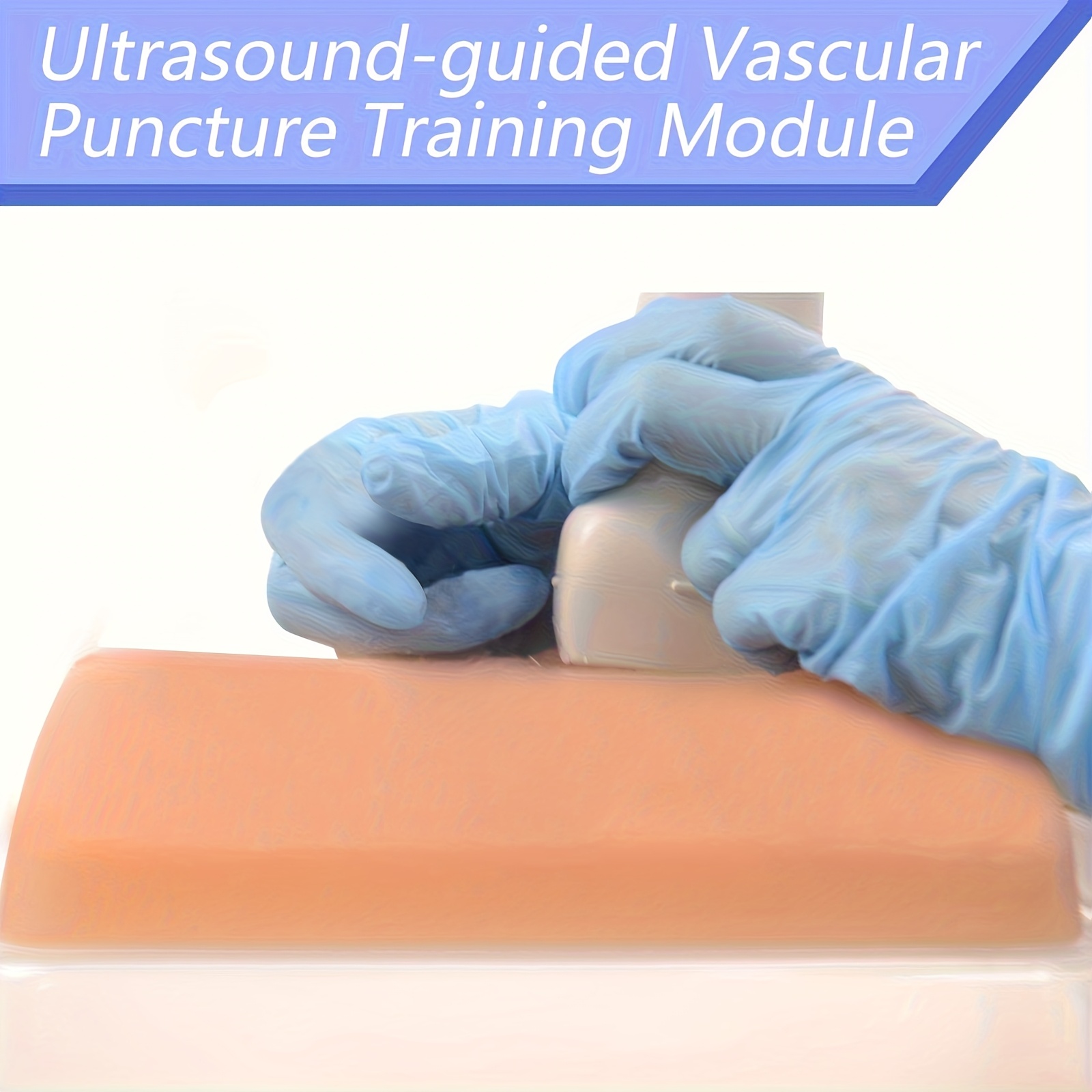 TEMU Un module d'entraînement à la ponction vasculaire guidée par ultrasons de couleur peau de 4,72 pouces, avec 3 vaisseaux sanguins simulés de 2X6