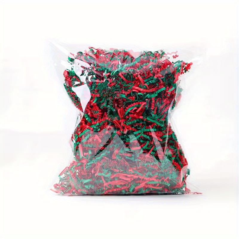TEMU 37g (1.28Oz) 1 Packung Papierfüllmaterial - Rot und Grün gemischte Farben, Geschenkbox Verpackungsmaterial, Stoßdämpfendes Verpackungspapier,