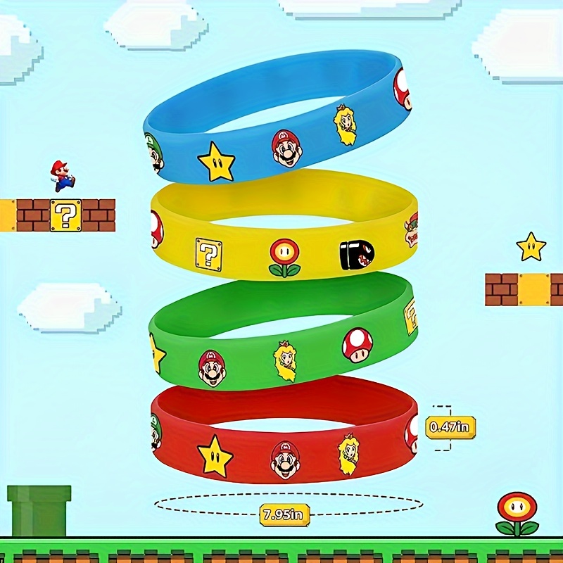 

Ensemble de bracelets en silicone de dessin Super Mario pour de fête, des bracelets mignons en différentes couleurs, parfaits pour de fête et adaptés à différentes .