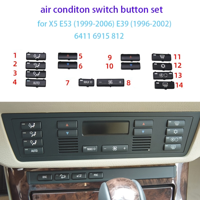 

14pcs/set For Bmw E39 E53 E53 Air Conditioning Switch Button Covers, Plastic, Universal Fit, Parts For 1999-2006 & 1996-2002 Models